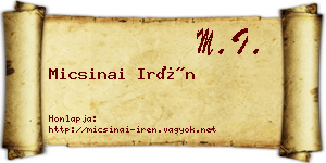 Micsinai Irén névjegykártya